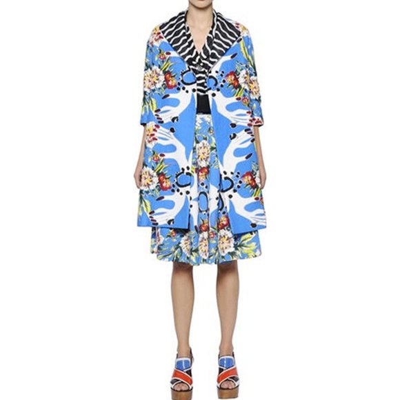 Antonio Marras Blue Floral Surrealist Pattern Cotton Coat - Spring 2015 Runway - Picture 4 of 5